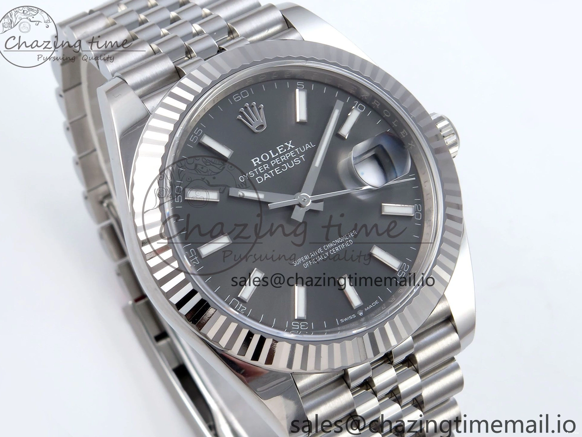 MiroTime 0320 DateJust 126334 41mm Clean 1:1 Best Edition 904L Steel Gray Stick Dial on Jubilee Bracelet VR TravelReady 895